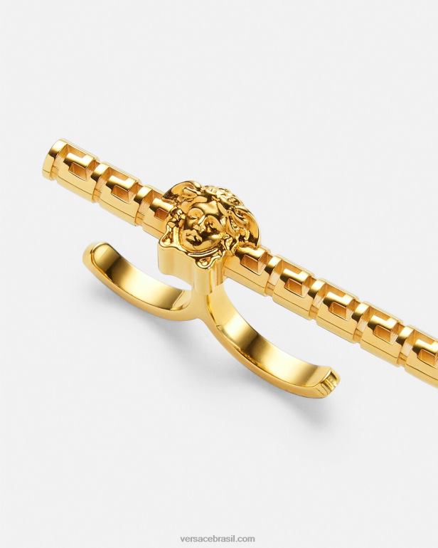 acessórios P2TX754 Versace Greca anel duplo ouro mulheres