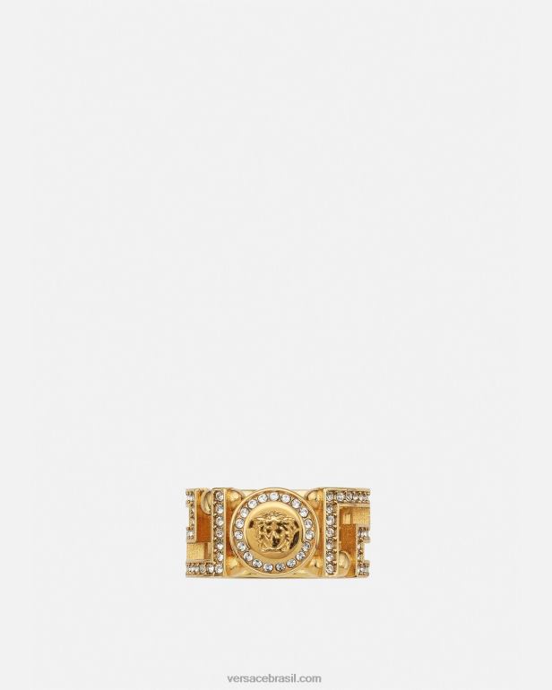 acessórios P2TX756 Versace anel de cristal medusa greca ouro mulheres
