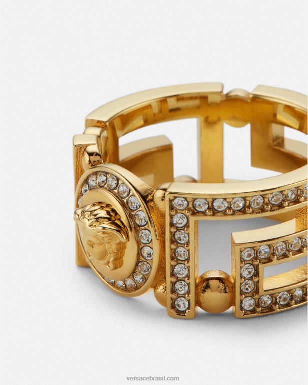 acessórios P2TX756 Versace anel de cristal medusa greca ouro mulheres
