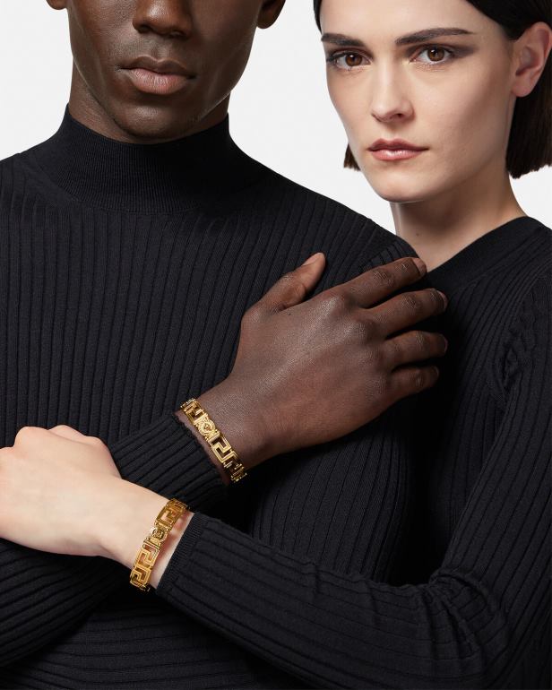 acessórios P2TX761 Versace pulseira de cristal medusa greca ouro mulheres