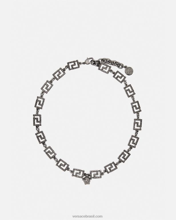 acessórios P2TX764 Versace colar Greca com tachas prata mulheres