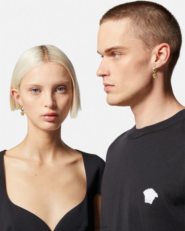 acessórios P2TX766 Versace brincos de argola la medusa greca ouro mulheres