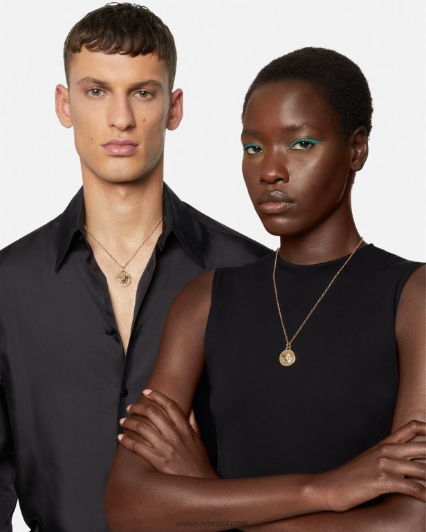 acessórios P2TX770 Versace colar de pingente de medusa ouro mulheres