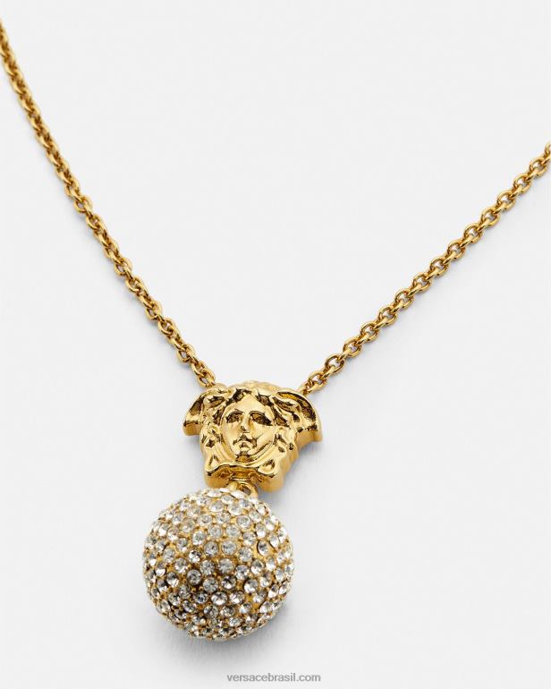 acessórios P2TX771 Versace colar de bola de cristal medusa ouro mulheres