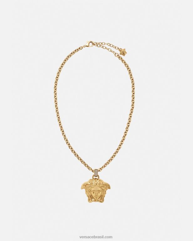 acessórios P2TX773 Versace colar de cristal la medusa ouro mulheres