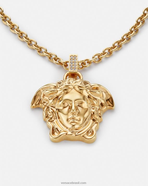 acessórios P2TX773 Versace colar de cristal la medusa ouro mulheres