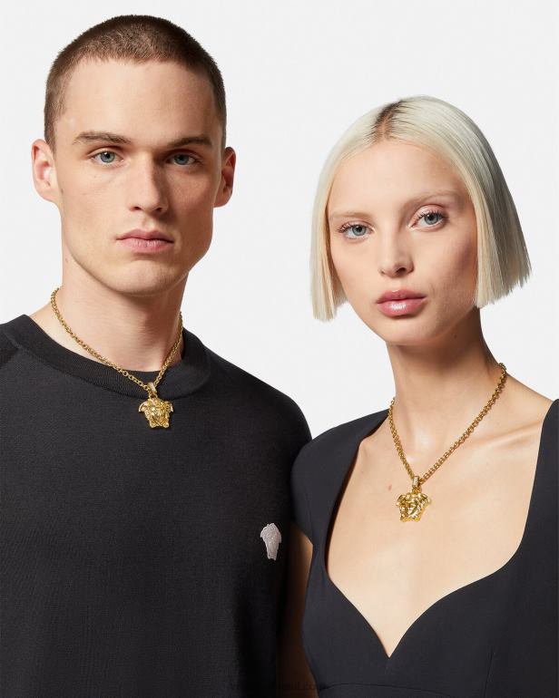 acessórios P2TX773 Versace colar de cristal la medusa ouro mulheres