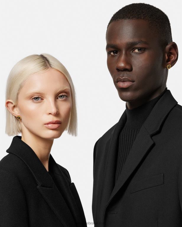 acessórios P2TX777 Versace brincos de medusa esmaltados ouro Preto mulheres