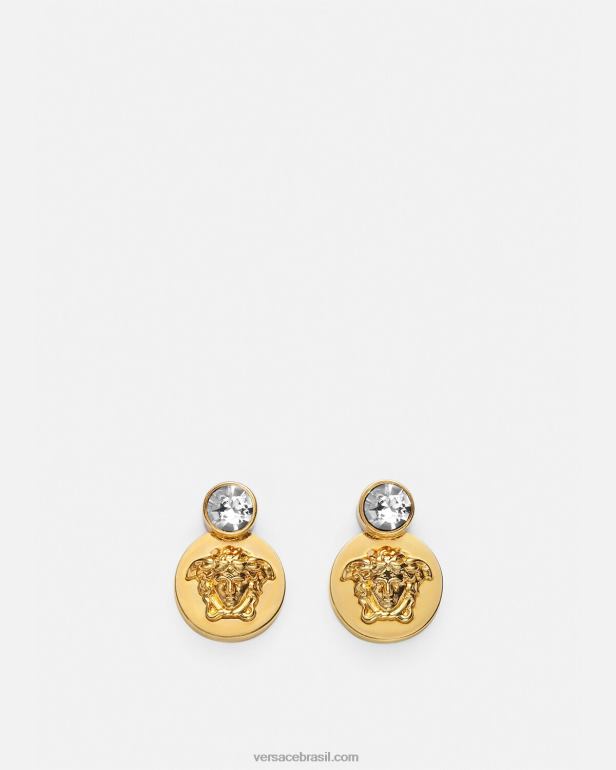 acessórios P2TX778 Versace brincos de medusa de cristal ouro mulheres