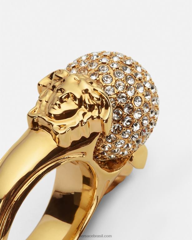 acessórios P2TX779 Versace anel de bola de cristal medusa ouro mulheres