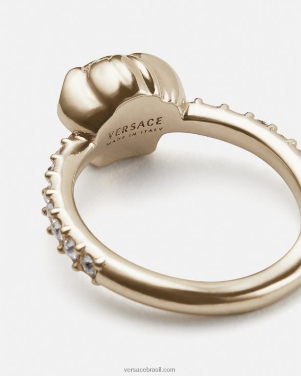 acessórios P2TX782 Versace anel de cristal la medusa ouro mulheres