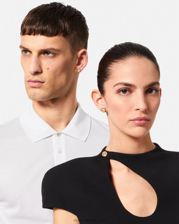 acessórios P2TX790 Versace brincos de medusa esmaltados ouro e branco mulheres