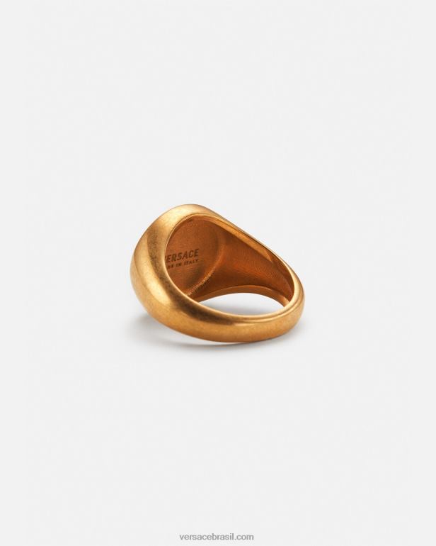 acessórios P2TX791 Versace anel de sinete esmaltado medusa ouro Preto mulheres