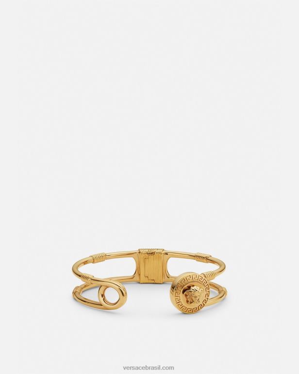 acessórios P2TX792 Versace pulseira de alfinete de segurança ouro mulheres