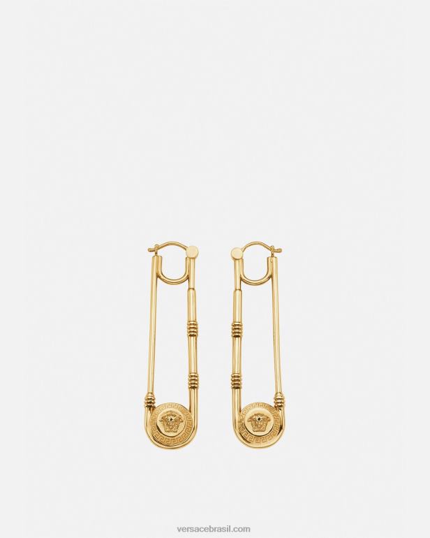 acessórios P2TX798 Versace brincos de alfinete de segurança ouro mulheres