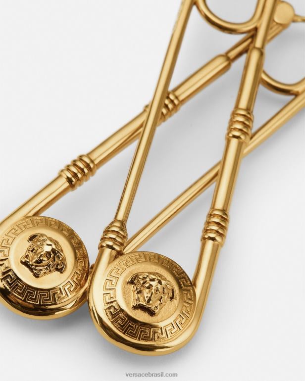 acessórios P2TX798 Versace brincos de alfinete de segurança ouro mulheres
