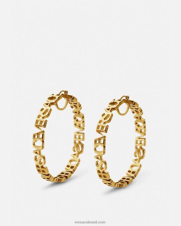acessórios P2TX803 Versace brincos de argola com logotipo ouro mulheres