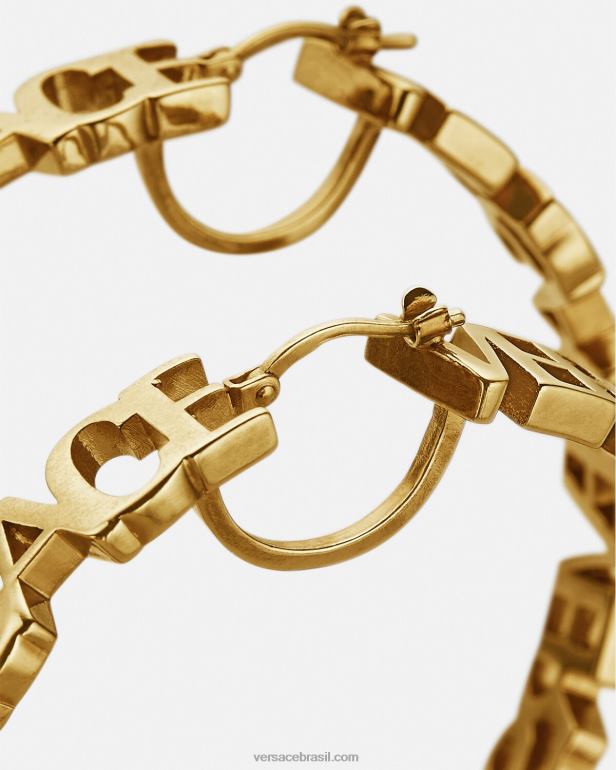 acessórios P2TX803 Versace brincos de argola com logotipo ouro mulheres