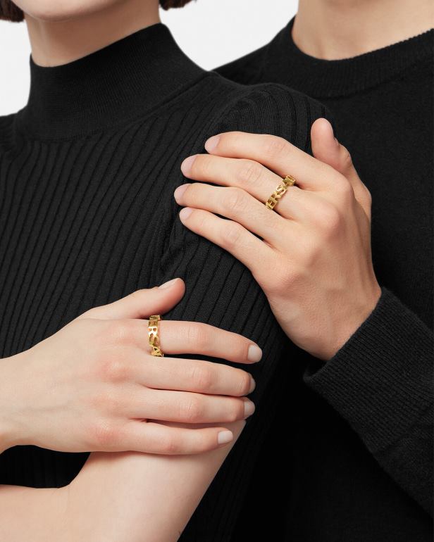 acessórios P2TX805 Versace anel de logotipo ouro mulheres