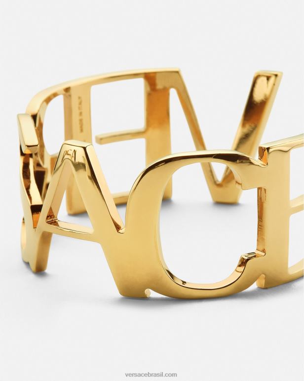 acessórios P2TX806 Versace pulseira com logo ouro mulheres