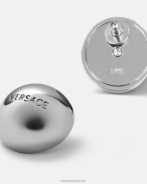 acessórios P2TX808 Versace brincos de azulejos de esfera prata mulheres