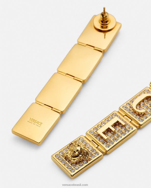 acessórios P2TX809 Versace brincos de azulejos de cristal ouro mulheres