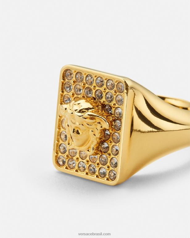 acessórios P2TX810 Versace anel de cristal de azulejos ouro mulheres