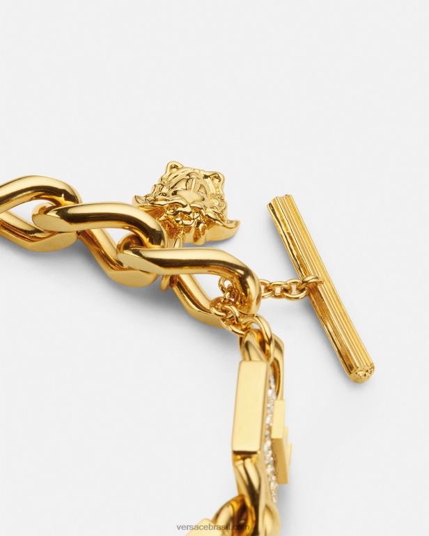 acessórios P2TX811 Versace pulseira de azulejos de cristal ouro mulheres