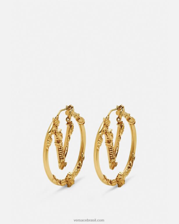 acessórios P2TX814 Versace brincos de argola virtus ouro mulheres