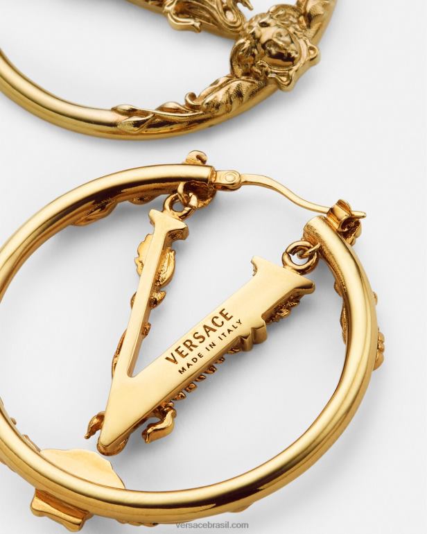 acessórios P2TX814 Versace brincos de argola virtus ouro mulheres