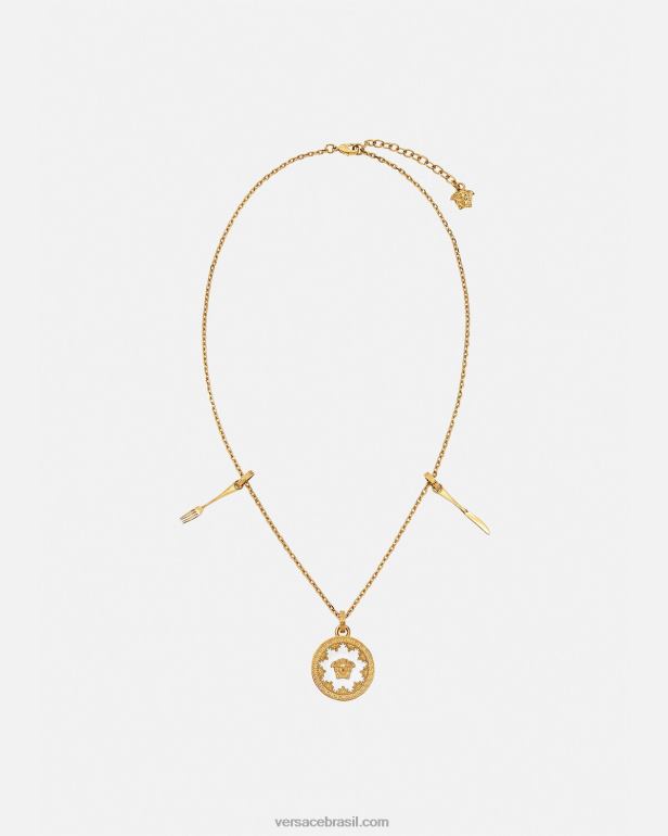 acessórios P2TX815 Versace colar de placa de medusa branco mulheres