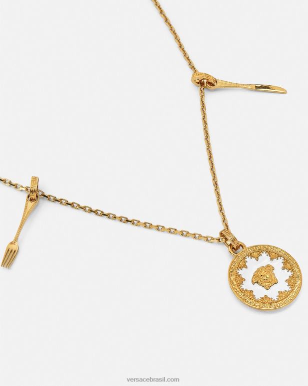 acessórios P2TX815 Versace colar de placa de medusa branco mulheres