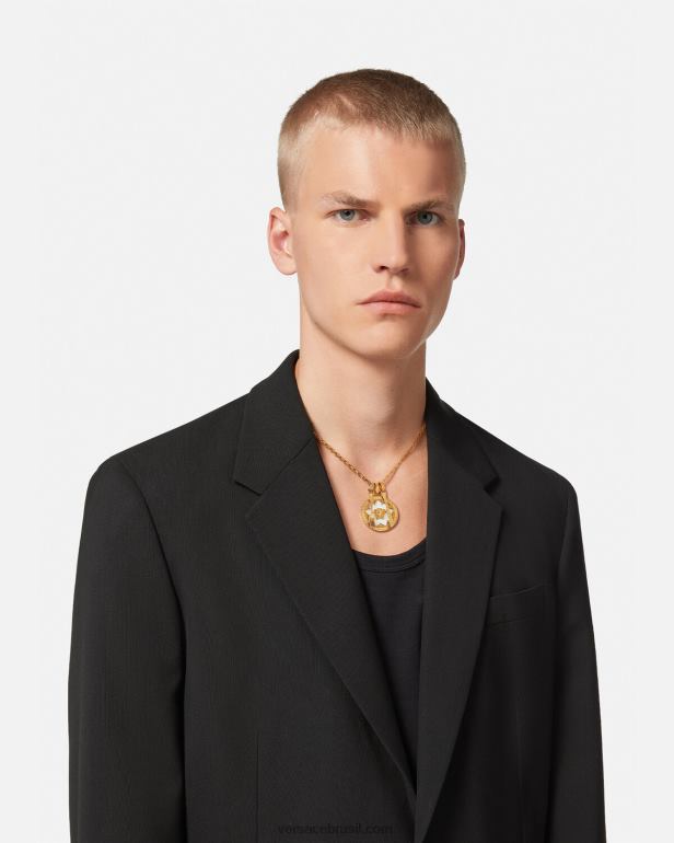 acessórios P2TX815 Versace colar de placa de medusa branco mulheres