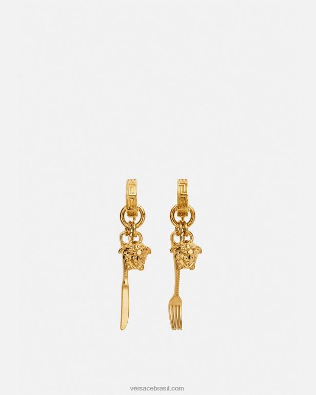 acessórios P2TX819 Versace brincos de talheres medusa ouro mulheres