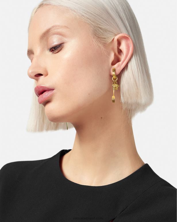 acessórios P2TX819 Versace brincos de talheres medusa ouro mulheres