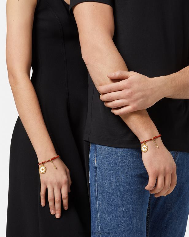 acessórios P2TX820 Versace pulseira de miçangas talheres medusa ouro vermelho mulheres