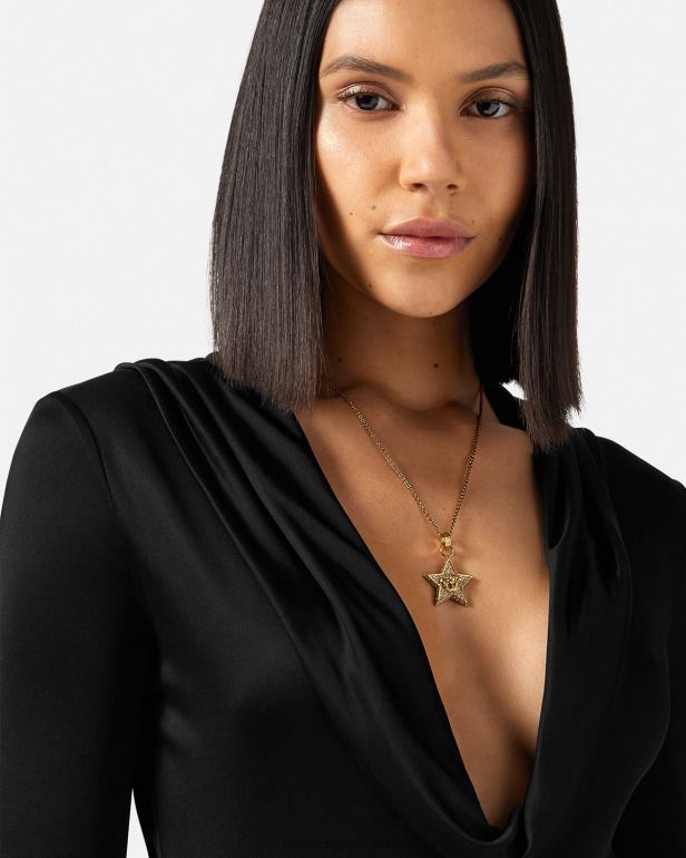 acessórios P2TX822 Versace colar de galáxia de cristal ouro mulheres