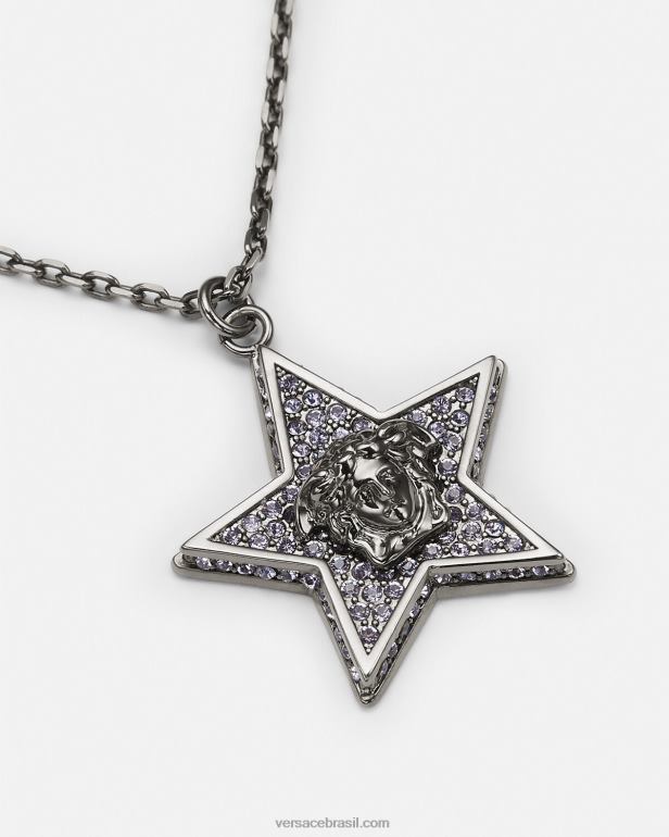 acessórios P2TX823 Versace colar de galáxia de cristal cinza mulheres