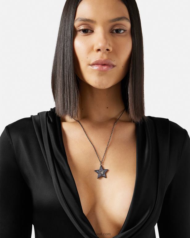 acessórios P2TX823 Versace colar de galáxia de cristal cinza mulheres