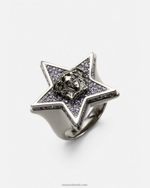 acessórios P2TX825 Versace anel de galáxia de cristal cinza mulheres