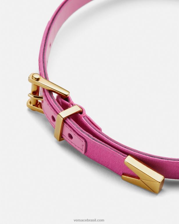 acessórios P2TX827 Versace gargantilha de coração de cristal de cetim rosa mulheres