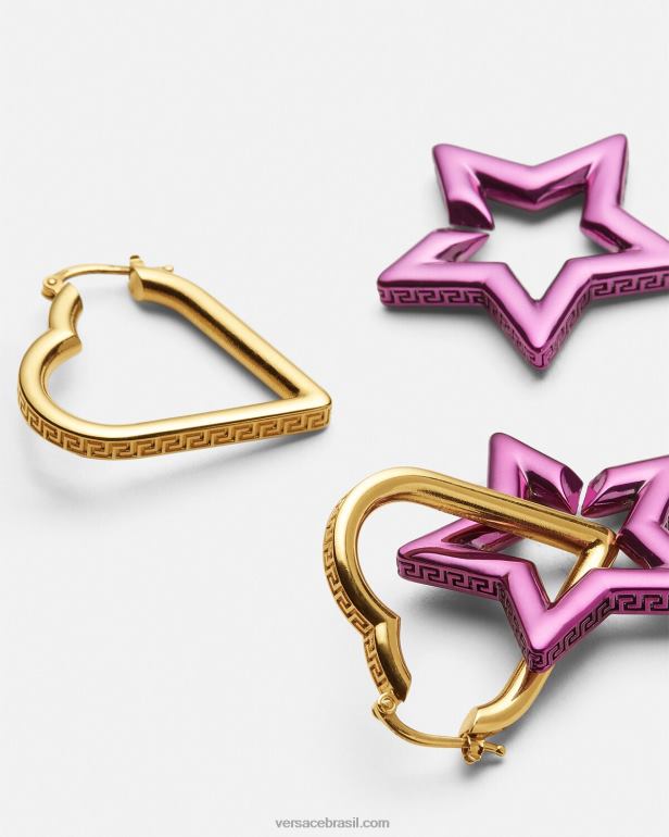 acessórios P2TX830 Versace brincos de argola de corrente funky ouro e fúcsia mulheres