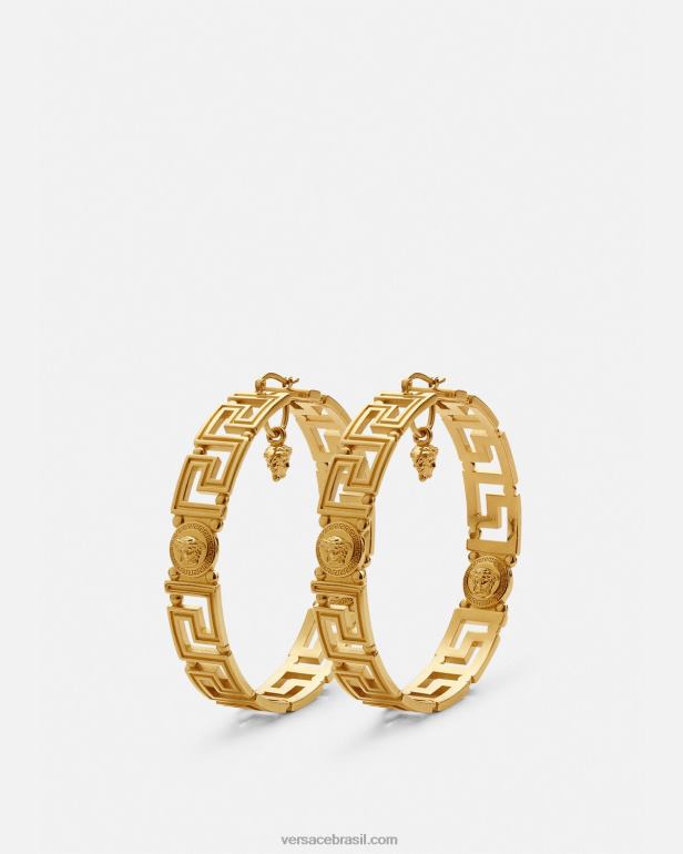 acessórios P2TX832 Versace brincos de argola medusa greca ouro mulheres