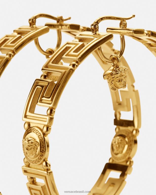 acessórios P2TX832 Versace brincos de argola medusa greca ouro mulheres