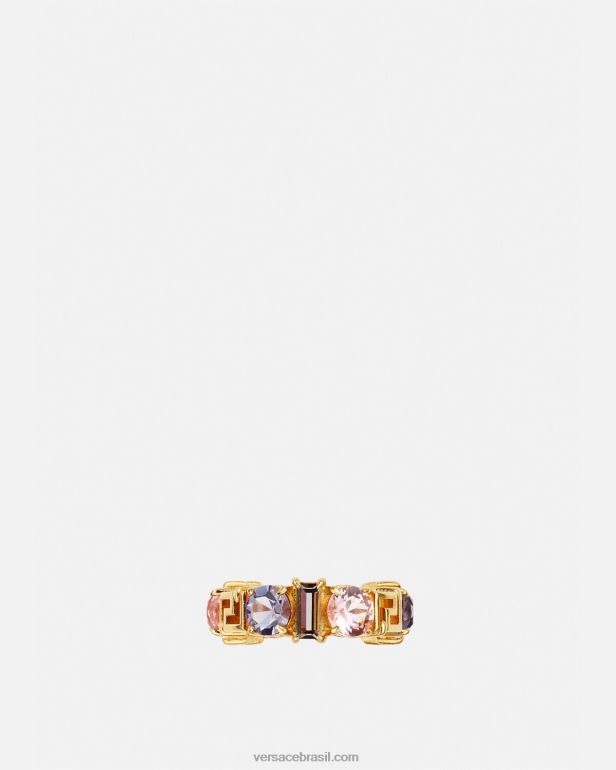 acessórios P2TX837 Versace anel de cristal Greca ouro mulheres