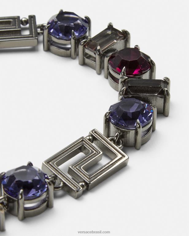 acessórios P2TX838 Versace pulseira de cristal greca cinza mulheres