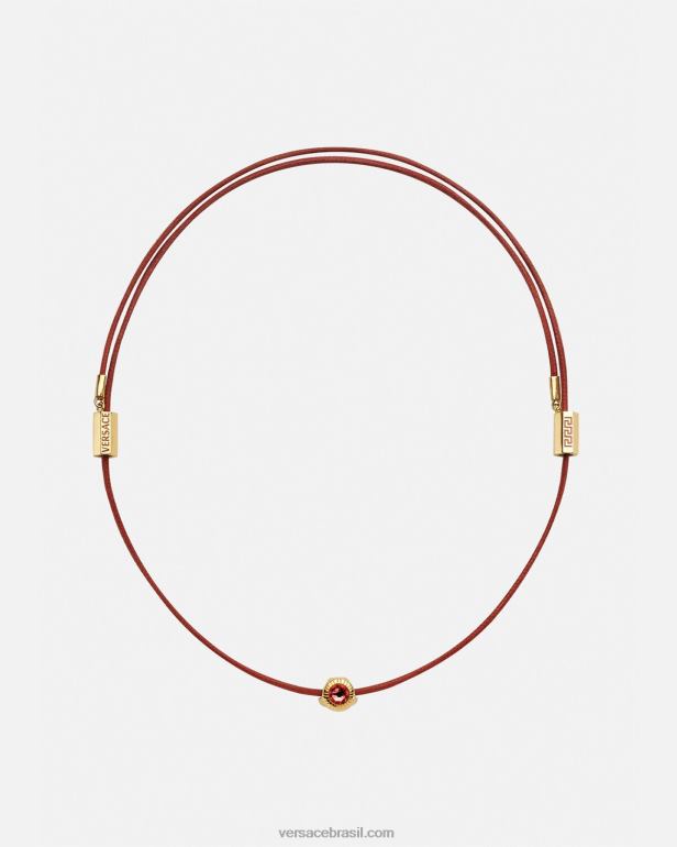 acessórios P2TX843 Versace colar de cordão de medusa de cristal ouro vermelho mulheres