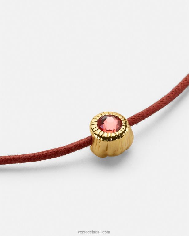 acessórios P2TX843 Versace colar de cordão de medusa de cristal ouro vermelho mulheres