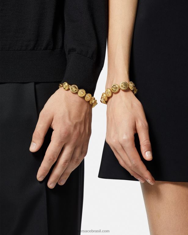 acessórios P2TX846 Versace pulseira medusa biggie ouro mulheres