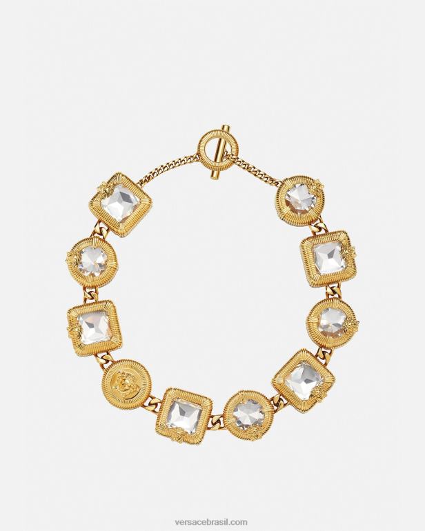 acessórios P2TX847 Versace colar de cristal medusa biggie ouro mulheres